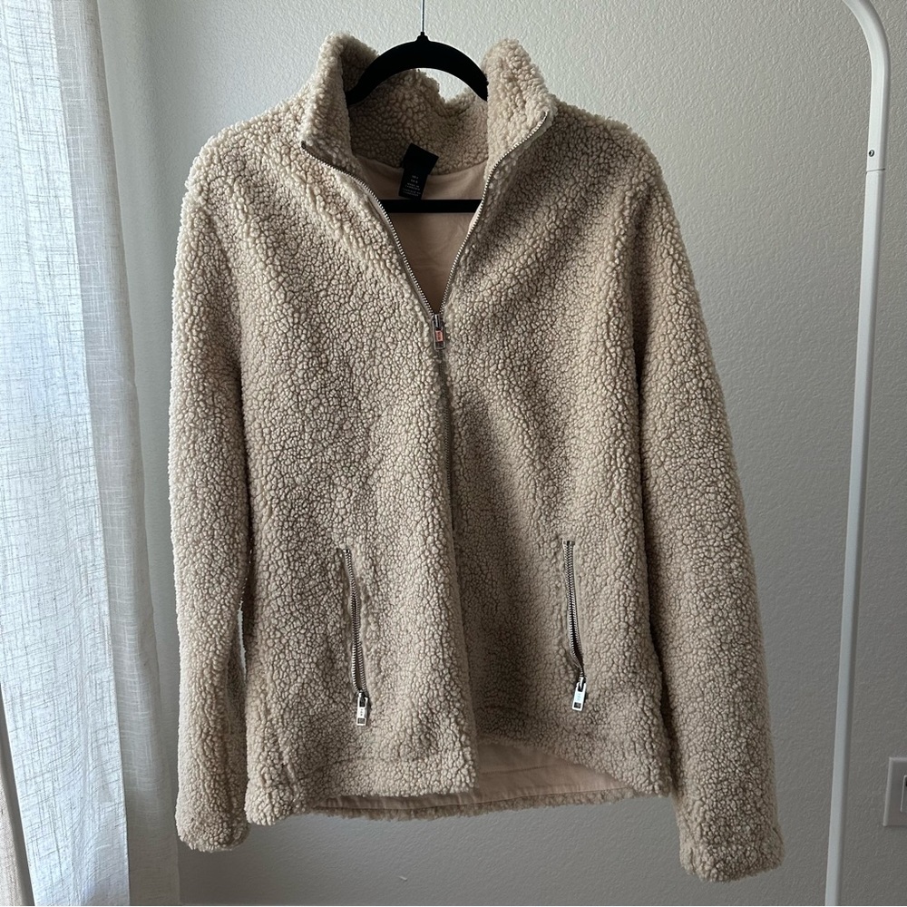 H&M Men’s teddy sherpa jacket beige cream off white